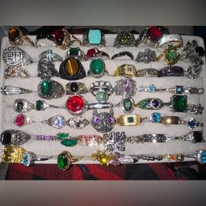 Elegant Multi-Color Gemstone Ring Set